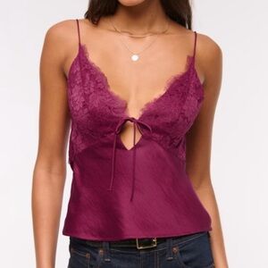 NWT Abercrombie Burgundy Lace and Satin Top Size Large